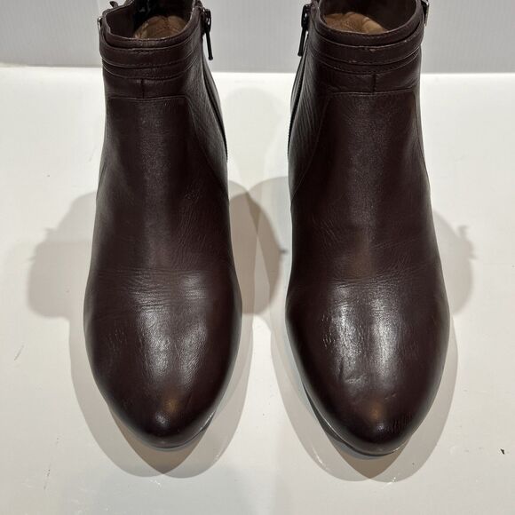 Naturalizer Brown Leather Wedge Zip Ankle Boots N5 Contour Women's 9.5 - Picture 3 of 11